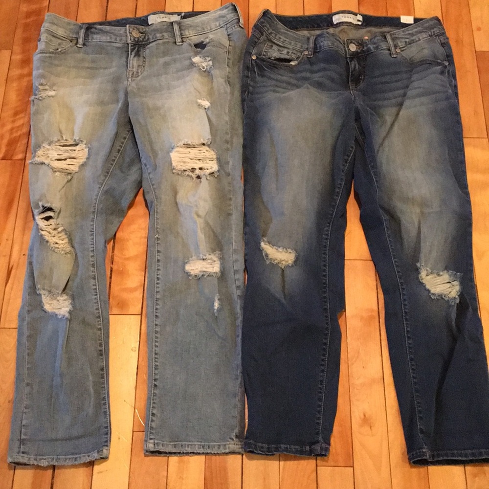2 pair Torrid boyfriend & ex boyfriend jeans sz 10